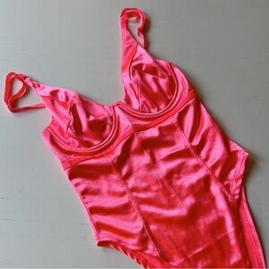 Vibrant Pink Satin Bodysuit